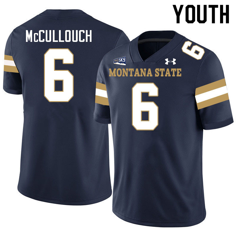 Youth #6 Ty McCullouch Montana State Bobcats Jerseys Football Stitched-Navy